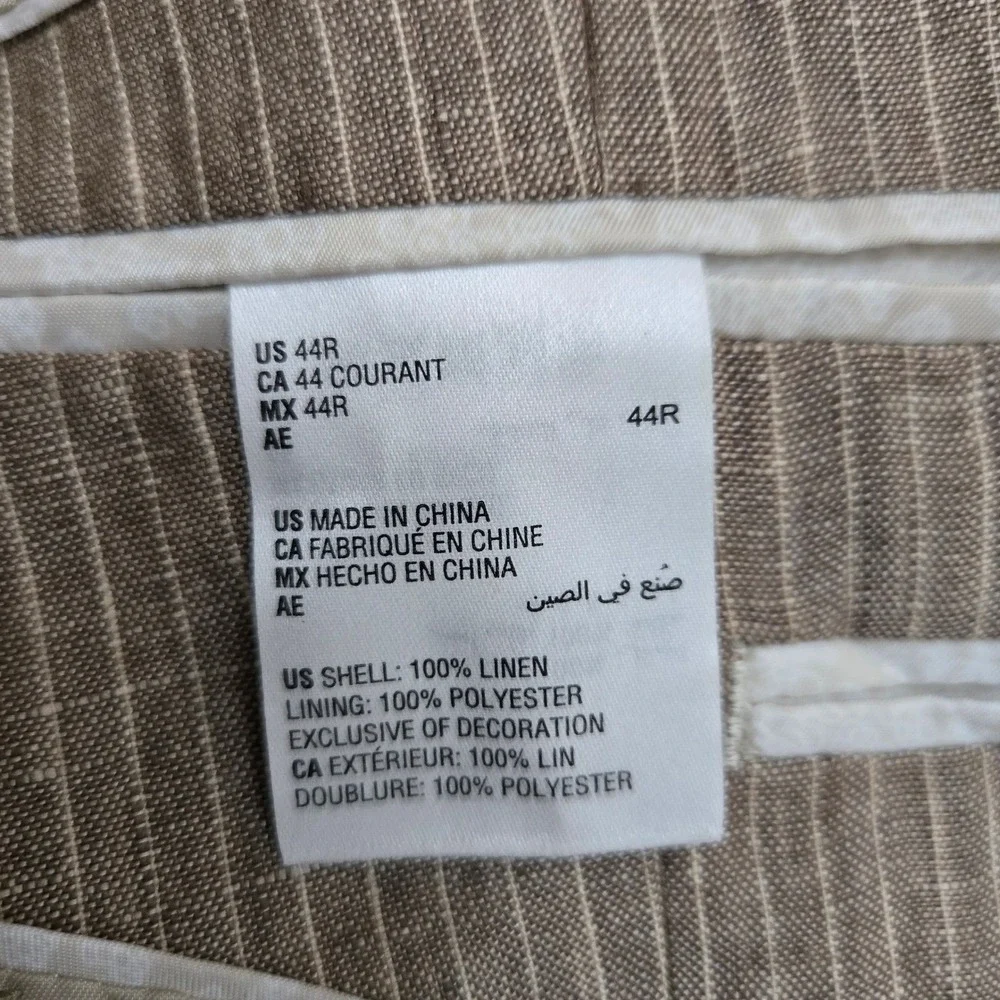 Linen Blazer 44R Neutral Coastal Beachy Wedding Sport Coat Quiet Luxury Classic